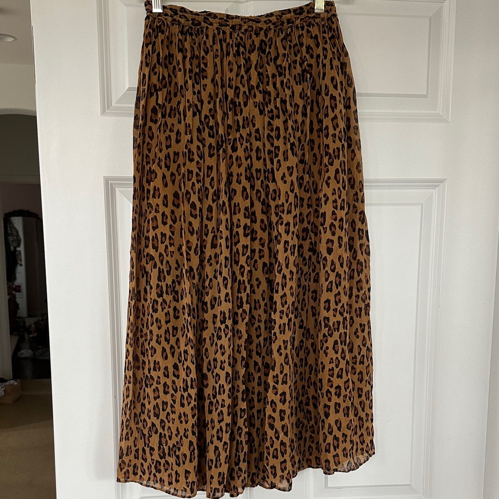 Free People Leopard Print Midi Skirt